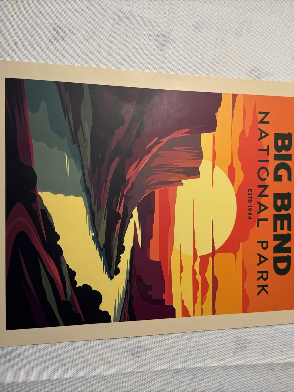 Big Bend National Park Poster - Orange, Yellow and Purple Sunset Art